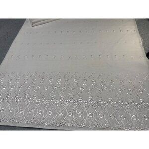 White Embroidered Floral Lace Fabric 1 Yard X 44" with Scalloped Edge Sewing & C